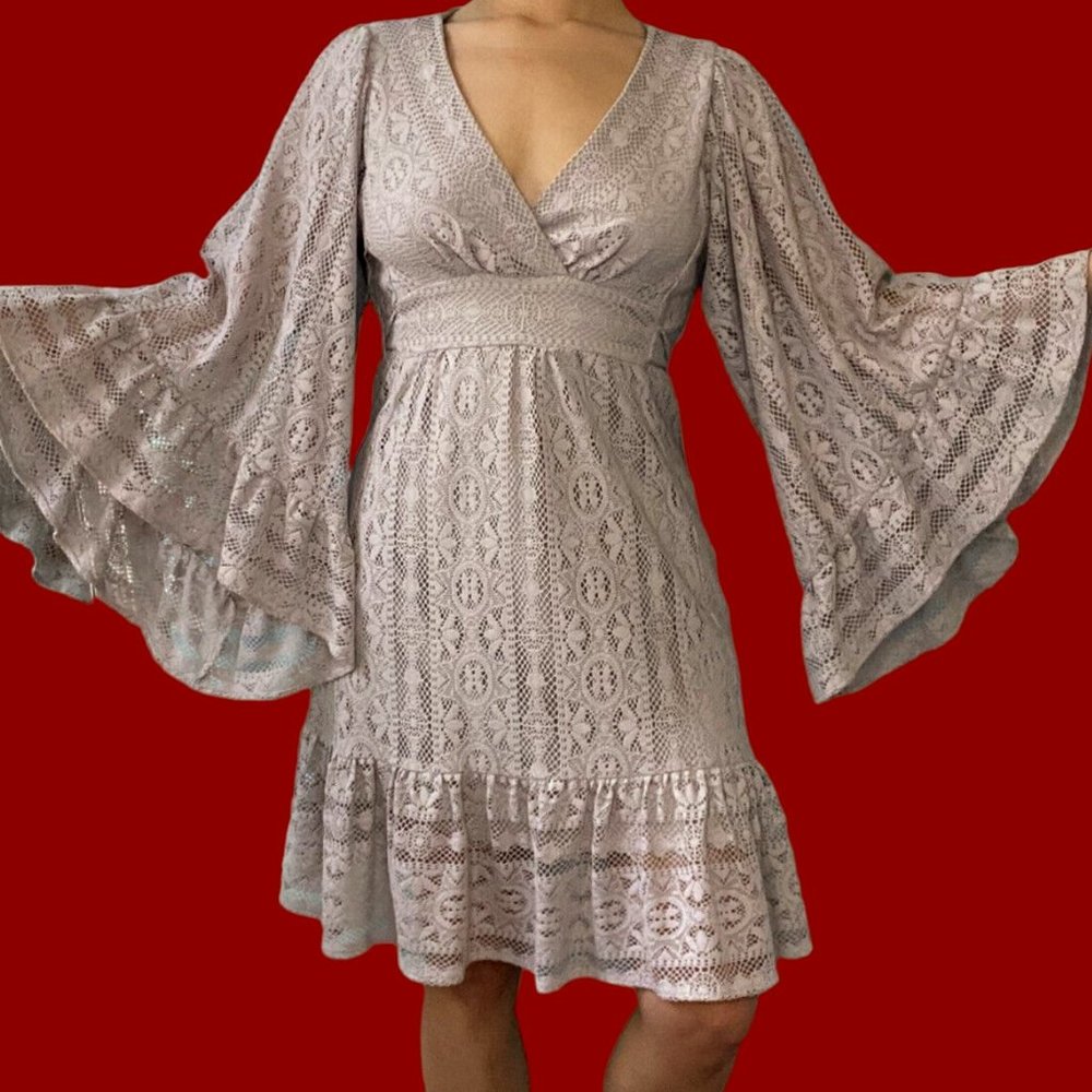 Betsey Johnson Bambi Bell Dress - Taupe/Tan - Size 4